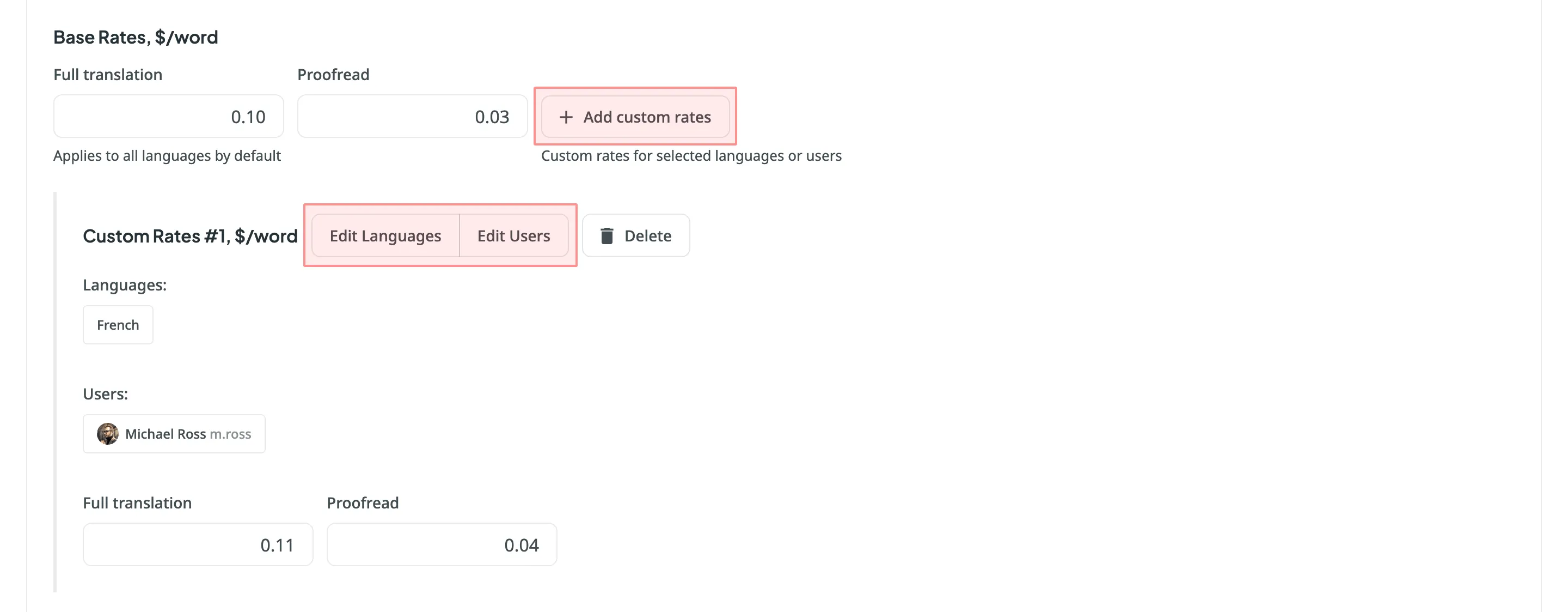 Adding Custom Rates