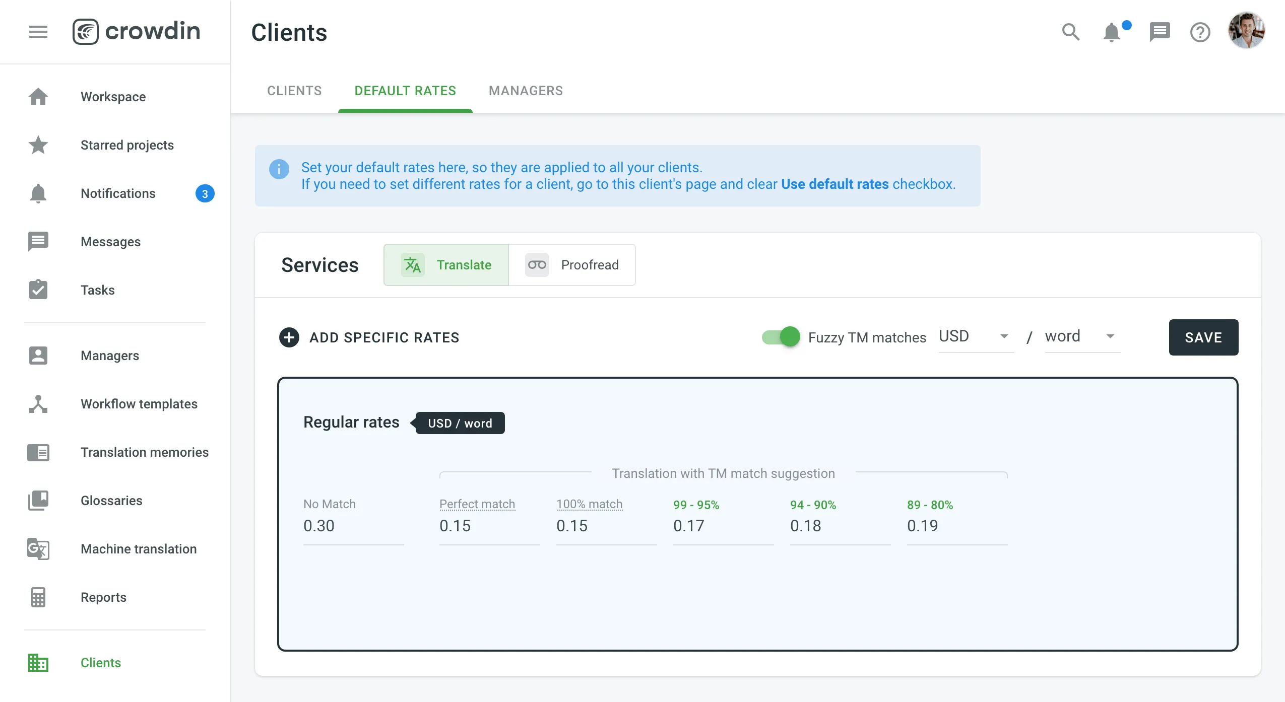 Set Rates